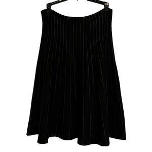 Max Studio womens skirt size M-L black wool striped stretchy A line